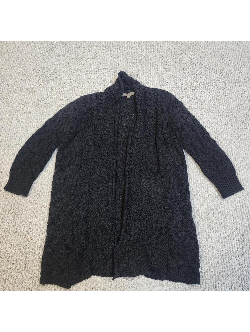 Tommy Bahama Women's Black Cable Knit Open Front Cardigan Sweater XXS